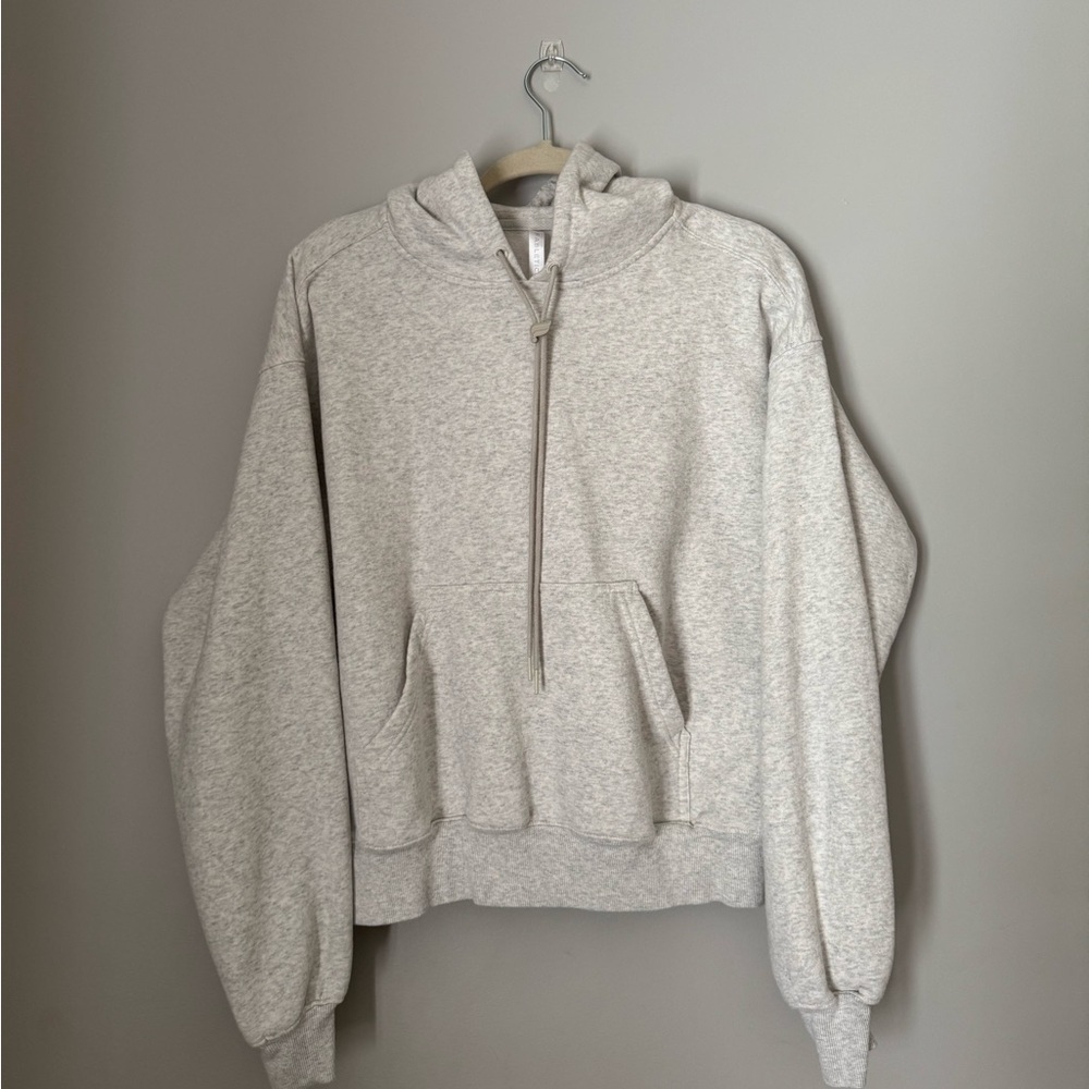 Fabletics Gray Sweatshirt with Mock Neck and Ribbed Cuffs